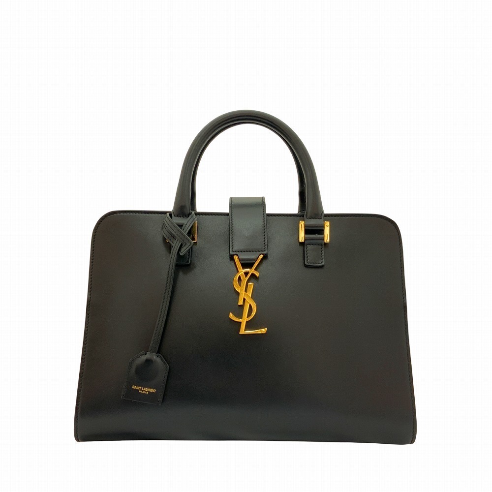 SAINT LAURENT Cabas Bag Leather Black Yves YSL
